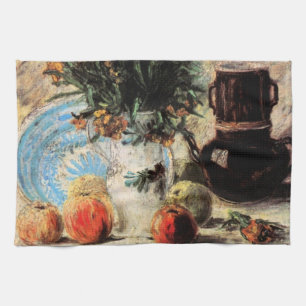 Blumen, Kaffeekanne und Früchte von Vincent van Go Geschirrtuch