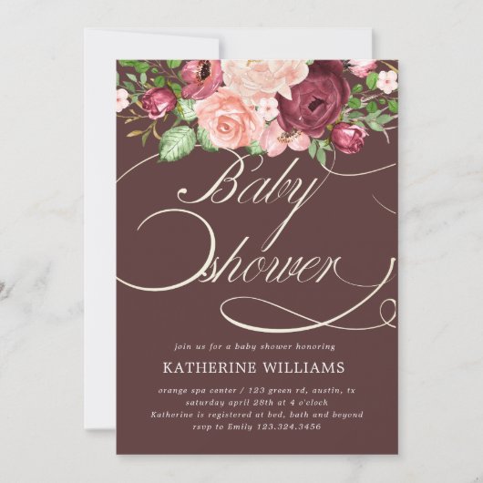 Blumen-Kalligraphie-Babydusche (Vorderseite)