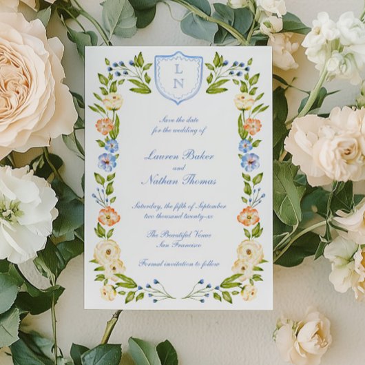 Blumen-Kamm-Rahmen-Hochzeit Save The Date