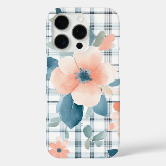 Blumen-Kariert Case-Mate iPhone Hülle (Rückseite)