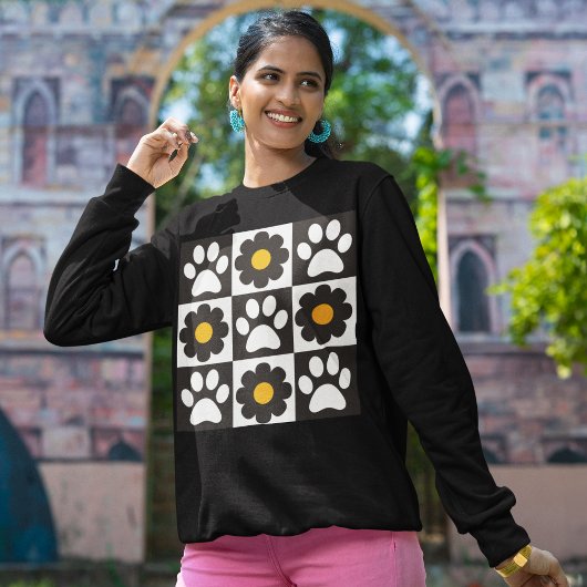 Blumen Karierte Pfoten Gänseblümchen Retro Sweatshirt