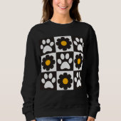 Blumen Karierte Pfoten Gänseblümchen Retro Sweatshirt (Vorderseite)