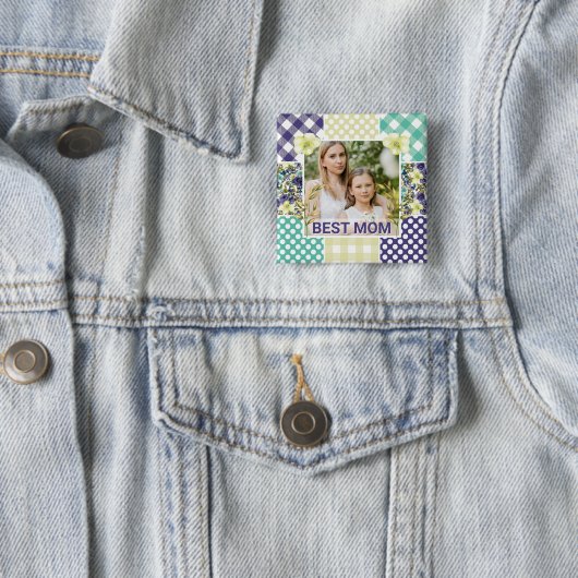 Blumen- & Karo-Fotorahmen Muttertag Button (Beispiel)