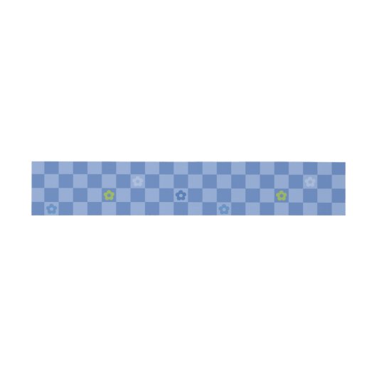 Blumen Karomuster Nr. 01 - Hellblau Einladungsbanderole (Flach)
