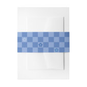 Blumen Karomuster Nr. 01 - Hellblau Einladungsbanderole (Vorderseite Beispiel)