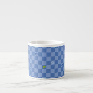 Blumen Karomuster Nr. 01 - Hellblau Espressotasse