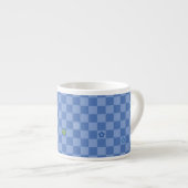 Blumen Karomuster Nr. 01 - Hellblau Espressotasse (Vorderseite Rechts)