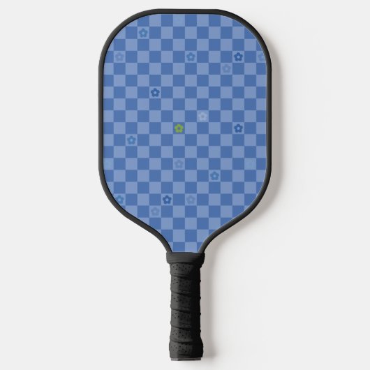Blumen Karomuster Nr. 01 - Hellblau Pickleball Schläger (Vorderseite)