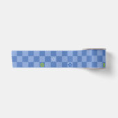 Blumen Karomuster Nr. 01 - Hellblau Satinband (Vorderseite)