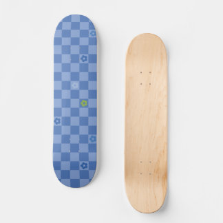 Blumen Karomuster Nr. 01 - Hellblau Skateboard