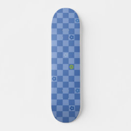 Blumen Karomuster Nr. 01 - Hellblau Skateboard