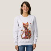 Blumen-Katz-Shirt | Cozy ästhetisches Katzenliebha Sweatshirt (Vorne ganz)