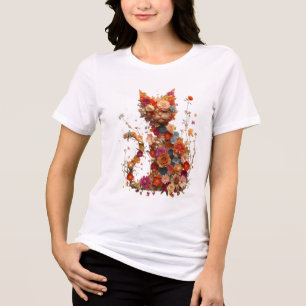 Blumen-Katz-Shirt   Süßes ästhetisches Katz-Liebha Tri-Blend Shirt