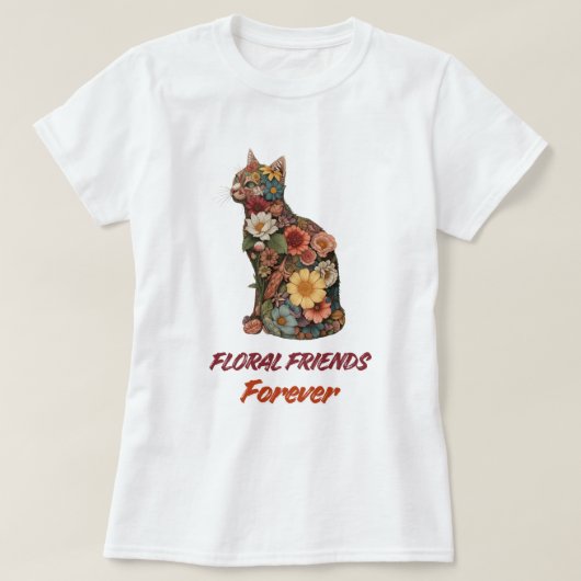 Blumen-Katz-Shirt | Süßes Blumen-Kitty-Design T-Shirt (Design vorne)