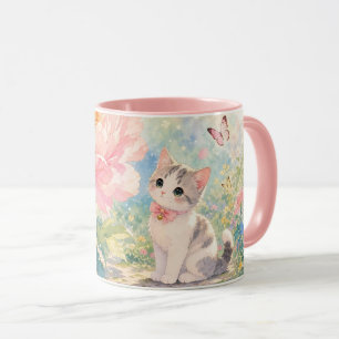 Blumen-Kätzchen-Tasse Tasse