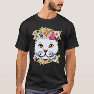 Blumen Katze Frühling Natur Floral Tierschutz Pro T-Shirt