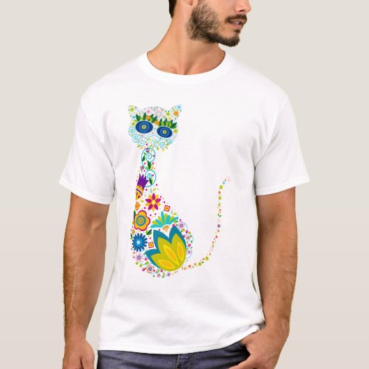 Blumen-Katze T-Shirt (Vorderseite)