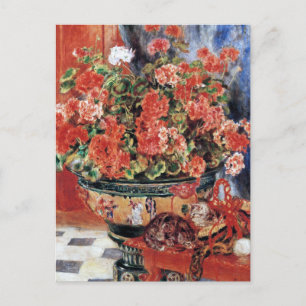 Blumen & Katzen - Impressionistische Kunst - Renoi Postkarte