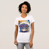 Blumen-Katzen-T - Shirt (Vorne ganz)