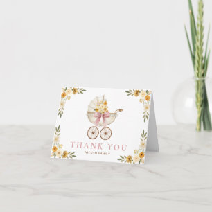 Blumen-Kinderwagen Baby Shower Dankeskarten Dankeskarte