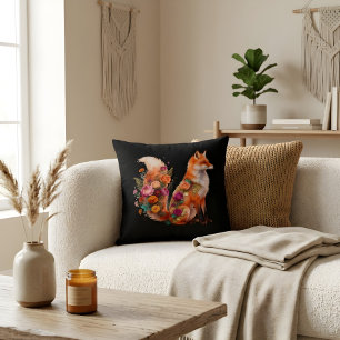 Blumen-Kissen mit Fuchs Boho-Wald-Dekor Kissen