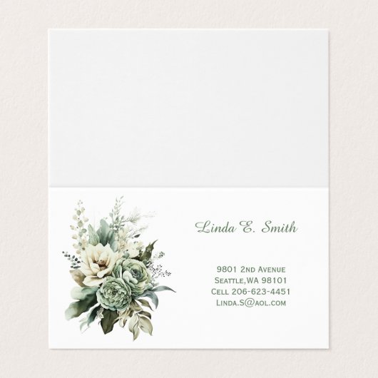 Blumen-Klappkarte Visitenkarten (Außenseite Aufgefaltet)