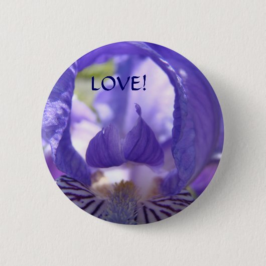 BLUMEN KNÖPFE LIEBE! Iris Blumen Knopf Geschenk Button (Vorderseite)