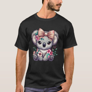 Blumen-Koala-Bär-Blumen-Schleife-Niedlicher-Koala- T-Shirt