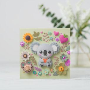 Blumen-Koala mit einem Herzen Feiertagskarte