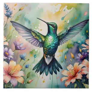Blumen-Kolibri-Fliese Fliese