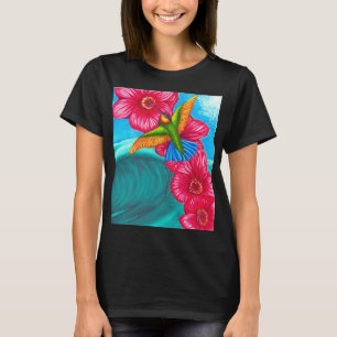 Blumen Kolibri Welle T-Shirt