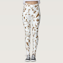 Blumen kopieren Weiß und Brown-Leggings