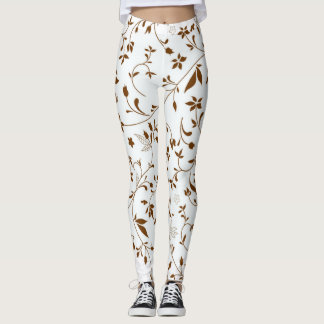 Blumen kopieren Weiß und Brown-Leggings Leggings