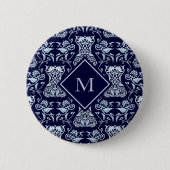 Blumen-Korsett-Damaskmuster Button (Vorderseite)