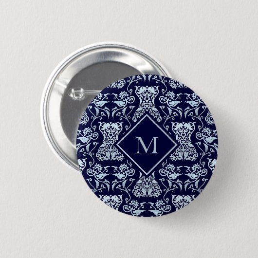 Blumen-Korsett-Damaskmuster Button (Vorne & Hinten)