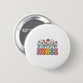 Blumen-Krankenschwester-Blasebuchstabe Vintage-Sti Button (Vorne & Hinten)