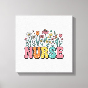 Blumen-Krankenschwester-Blasebuchstabe Vintage-Sti Leinwanddruck