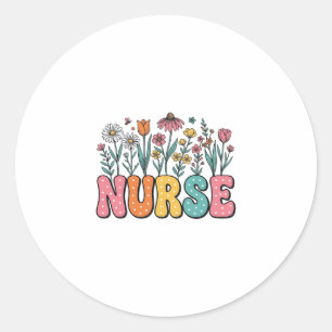Blumen-Krankenschwester-Blasebuchstabe Vintage-Sti Runder Aufkleber