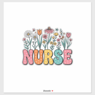 Blumen-Krankenschwester-Blasenbuchstabe im Vintage Aufkleber