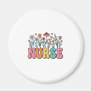Blumen-Krankenschwester-Blasenbuchstabe im Vintage Magnet