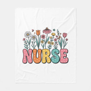 Blumen-Krankenschwester-Blasenbuchstabe Vintage-St Fleecedecke
