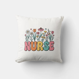 Blumen-Krankenschwester-Blasenbuchstabe Vintage-St Kissen
