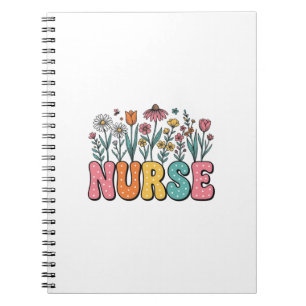 Blumen-Krankenschwester-Blasenbuchstabe Vintage-St Notizblock