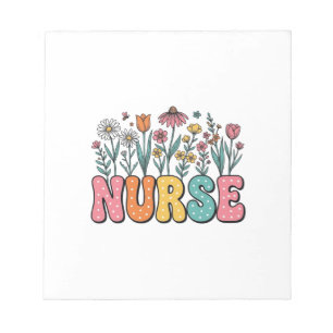 Blumen-Krankenschwester-Blasenbuchstabe Vintage-St Notizblock
