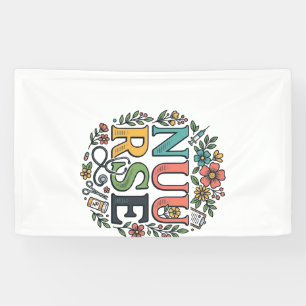 Blumen-Krankenschwester-Shirt-Design Vintage-Mediz Banner