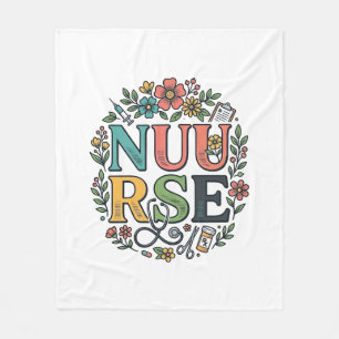 Blumen-Krankenschwester-Shirt-Design Vintage Mediz Fleecedecke