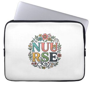 Blumen-Krankenschwester-Shirt-Design Vintage-Mediz Laptopschutzhülle