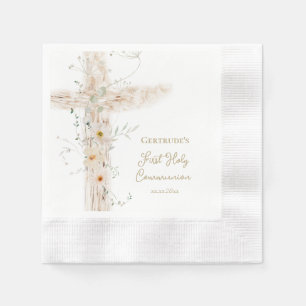 Blumen Kreuz Erste heilige Kommunion Serviette