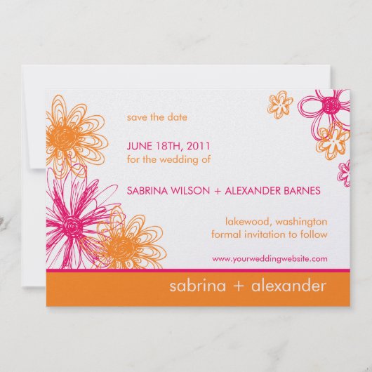 Blumen Kritzeleien • Save-the-Date Ankündigung (Vorderseite)