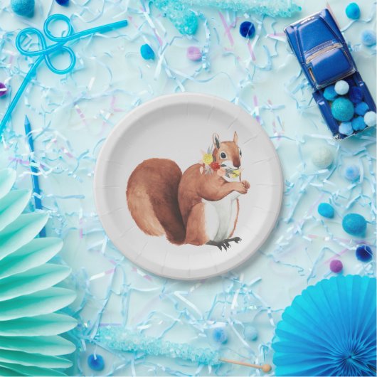 Blumen-Kronen-Förster-Eichhörnchen Pappteller (Party)